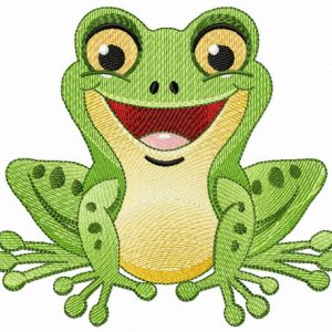 Laughing frog embroidery design