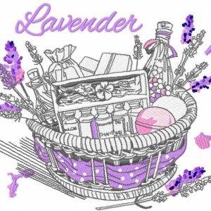 Lavender basket embroidery design