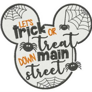 Let's trick or treat down main street embroidery design