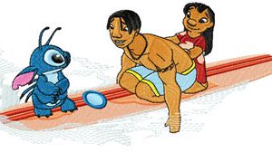 Lilo and Stitch Surfing embroidery design