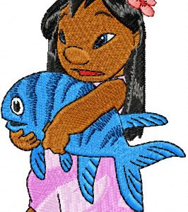 Lilo with Fish embroidery design