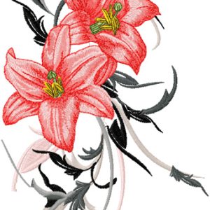 Swirl Lily embroidery design