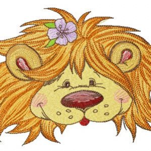 Lion teases embroidery design