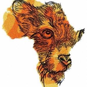Lioness African map embroidery design