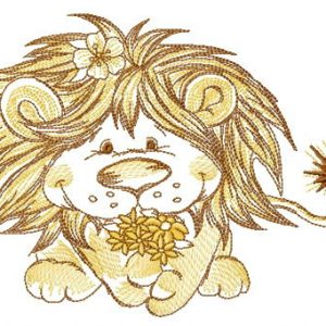 Lion's bouquet for you embroidery design