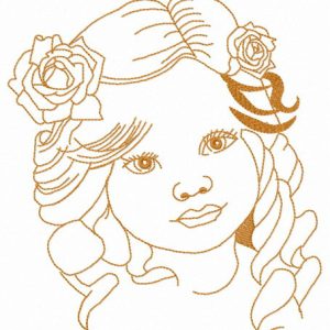 Little curious girl embroidery design