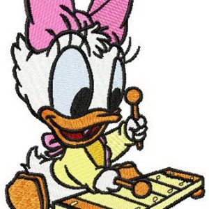 Little Daisy Duck plays xylophone embroidery design