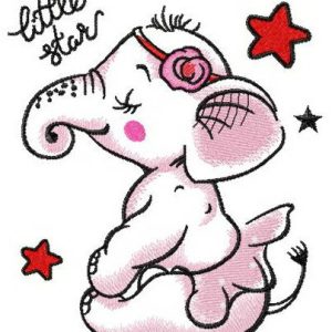 Little elephant star embroidery design