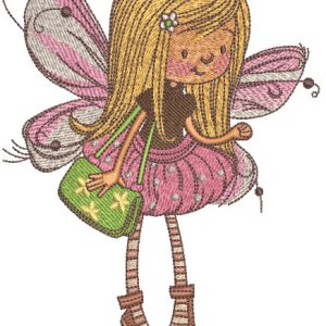 Little Fairy gold hair embroidery design