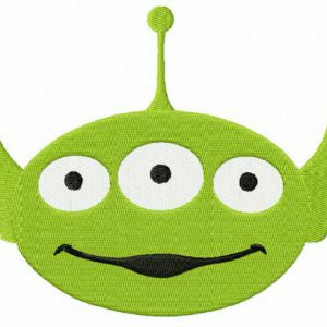 Little Green Man smile embroidery design
