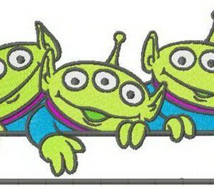Little Green Men monogram embroidery design