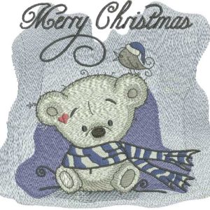 Little Christmas bear embroidery design