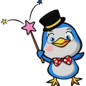 Little magician penguin embroidery design