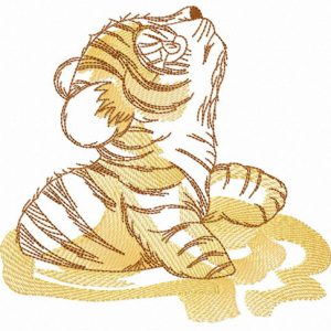 Little tiger in mud embroidery design