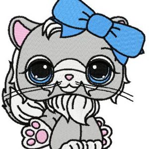 Littlest Pet shop sad cat embroidery design