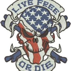 Live free or die 3 embroidery design