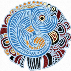 Lizard in a hole embroidery design