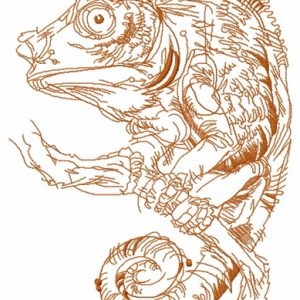 Lizard on tree branch sketch embroidery design