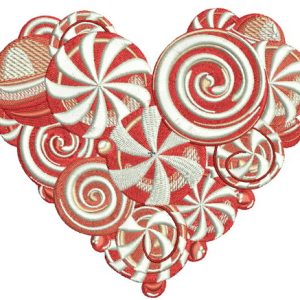 Lollipop heart embroidery design