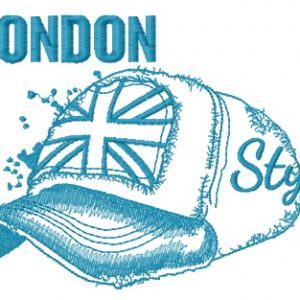 London style: cap sketch embroidery design