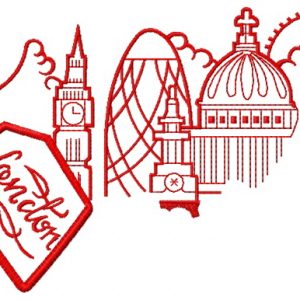 London tea cup 2 embroidery design