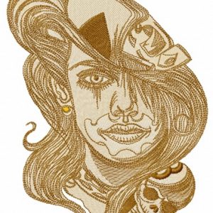 Longhaired gambler embroidery design