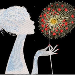 Love dandelion in her hands embroidery design