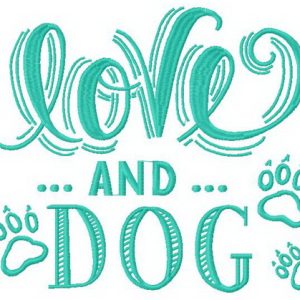 Love and dog embroidery design