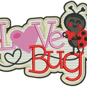 Love bug badge embroidery design