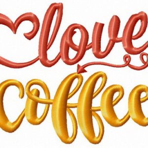 Love coffee embroidery design