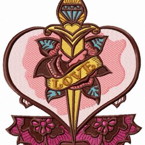 Love dagger embroidery design