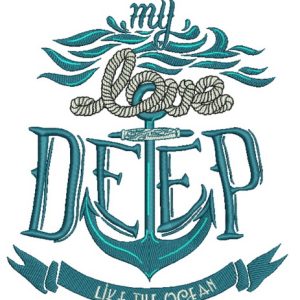 Love deep like ocean embroidery design