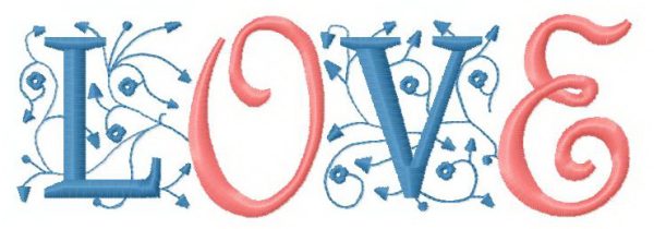 Love embroidery design