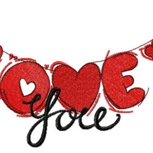LOVE paper garland embroidery design