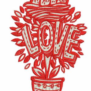 Love tree embroidery design