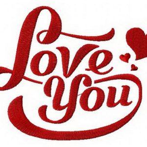 Love you 3 embroidery design