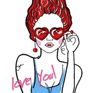 Love you embroidery design