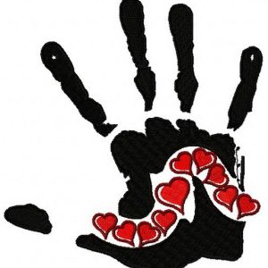 Lover's hand print embroidery design