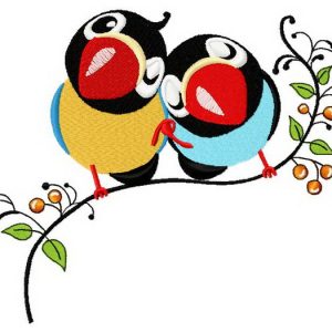 Loving birds embroidery design