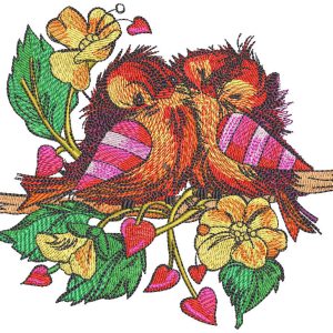Loving couple of sparrows embroidery design