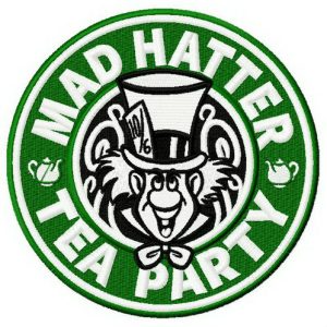 Mad Hatter tea party embroidery design