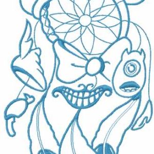 Magic blue dreamcatcher embroidery design