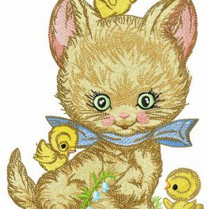 Making friends with chickens embroidery design