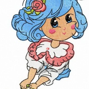 Malvina with watering can embroidery design