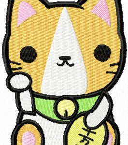 Maneki Neko lucky kitty embroidery design