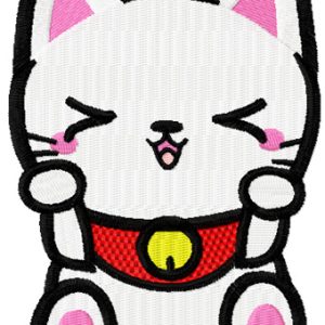 Maneki Neko cute kitty embroidery design