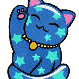 Maneki Neko star kitty 2 embroidery design