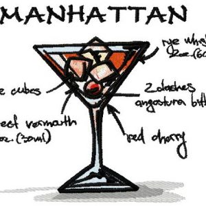 Manhattan cocktail embroidery design