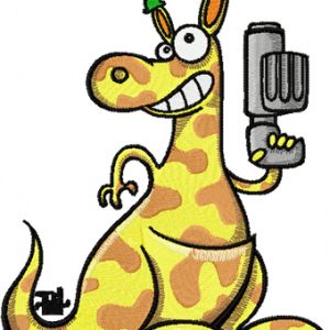 Kangaroo with a gun embroidery design