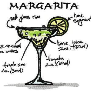 Margarita cocktail embroidery design